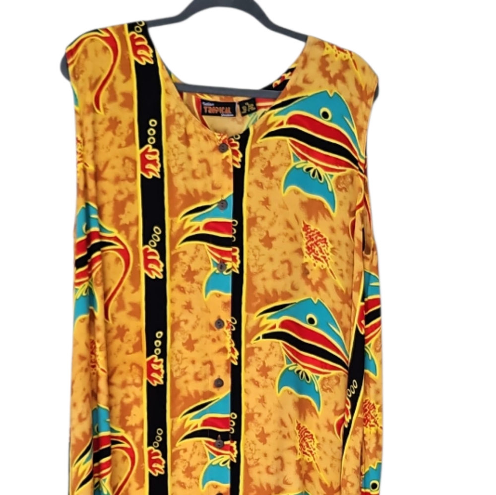 Tropical Fashions Rayon Button Down Dress